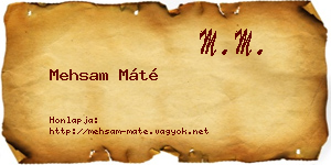 Mehsam Máté névjegykártya